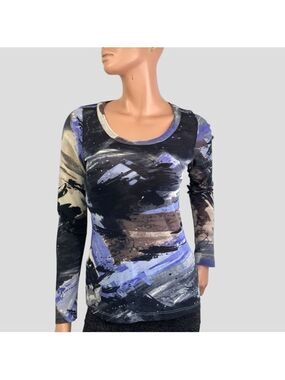 Karen‎ Kane Mesh Top S Fairy Grunge Splatter & Brush Stroke Sparkle CyberGoth